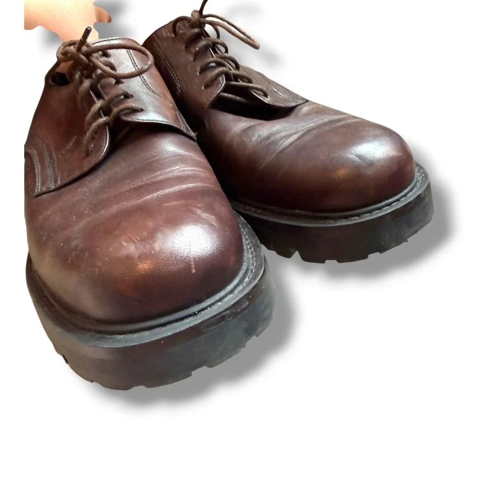 Banana Republic Derby Shoes Mens 8.5 Brown Leather Lug Sole Platform Oxfords